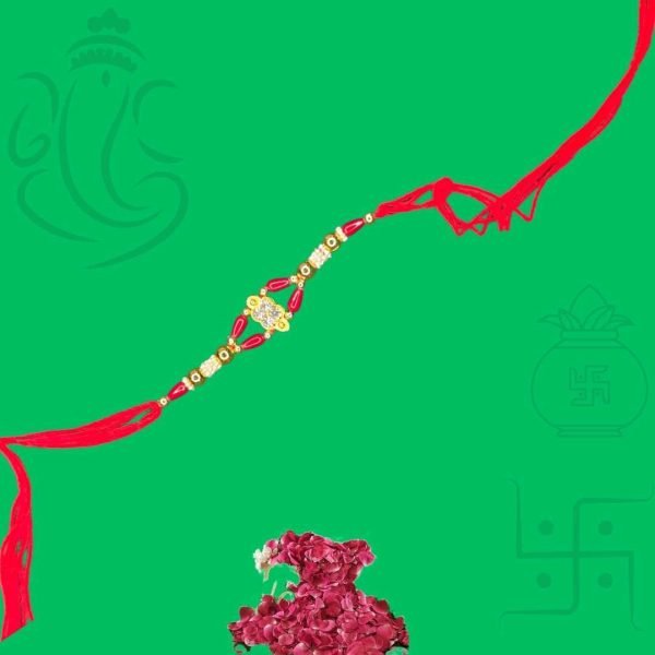 Saativik Red Rakhi thread with beads