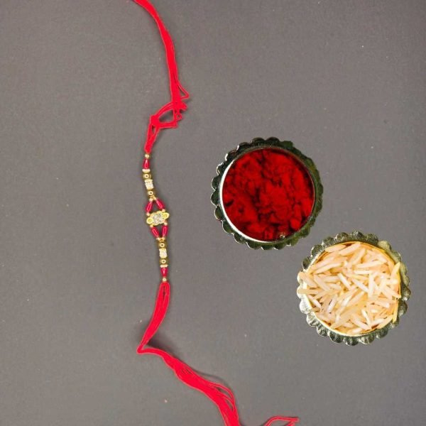Saativik Red Rakhi thread with beads