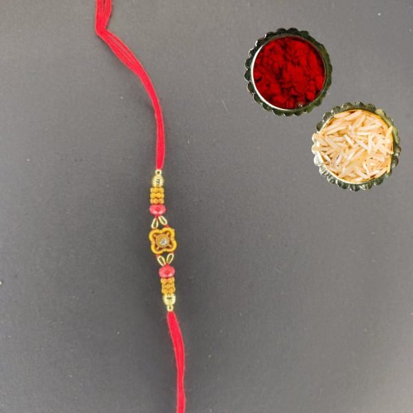 Saativik Red and Gold Beads Rakhi